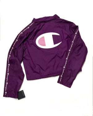 Champion Womens Coaches Jacket Windbreaker Spring Coat Size M Pink Purple Med